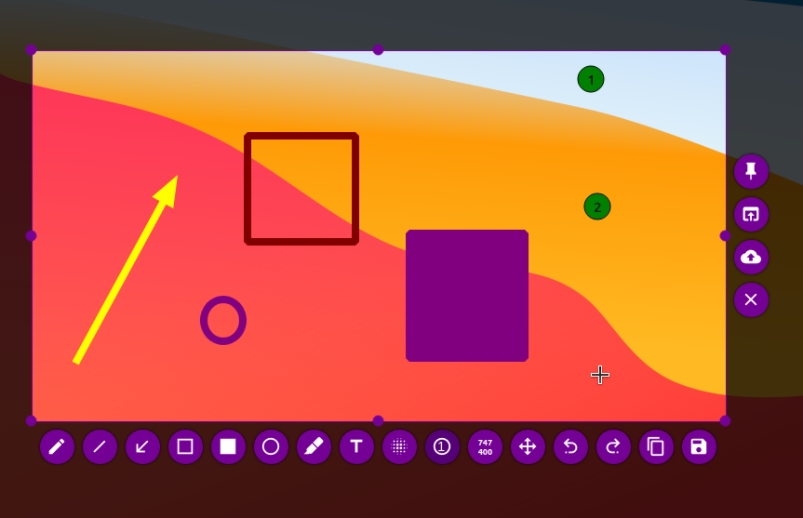 Flameshot hero screenshot showing the main toolbar overlay