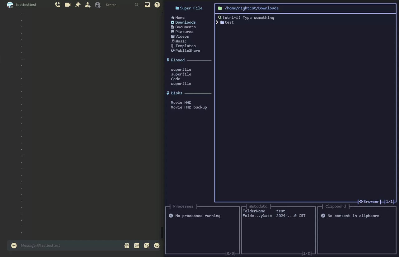 File operations demo Superfile file-operations demo: searching for a folder in the downloads directory