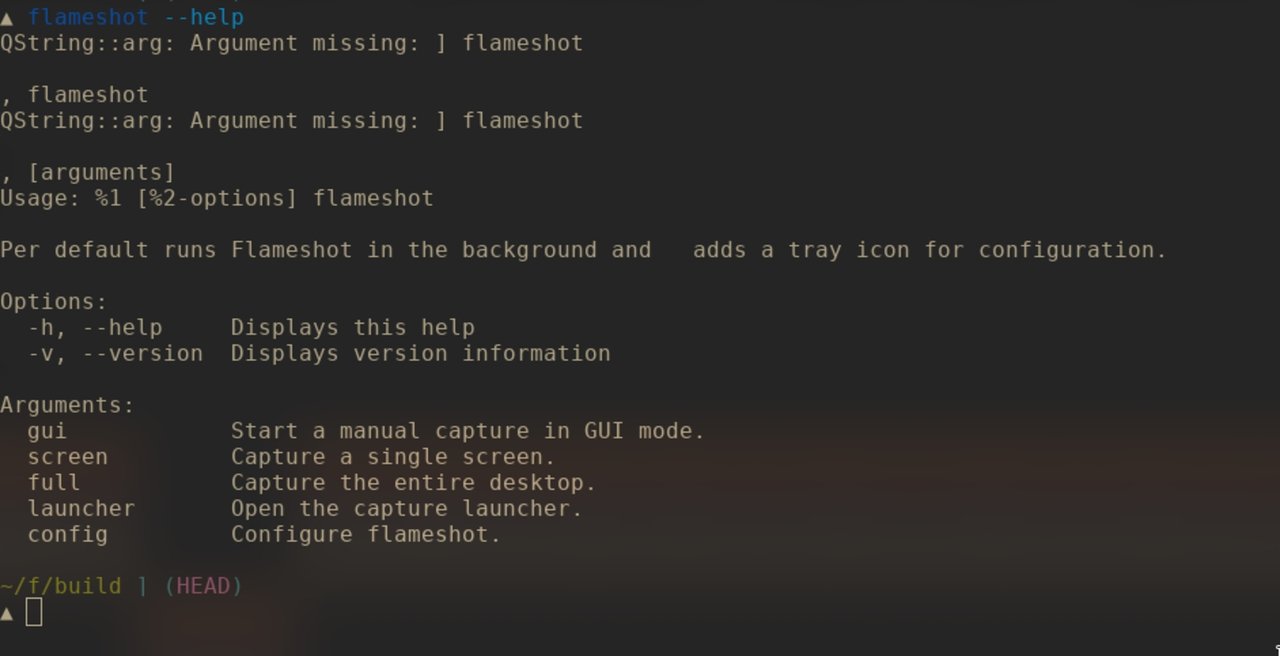 Flameshot command-line interface usage example