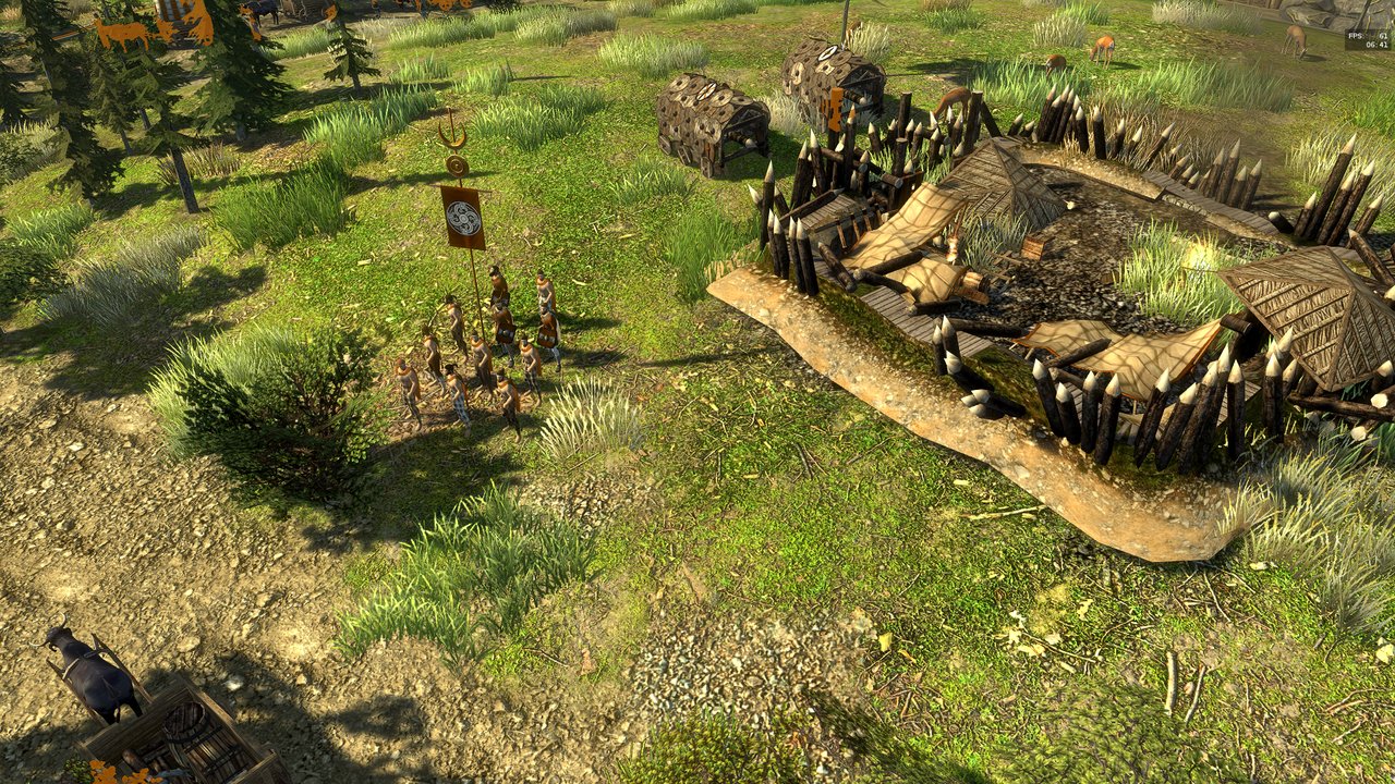 The new German faction in Release 28 German infantry outside a palisaded settlement in 0 A.D. Release 28