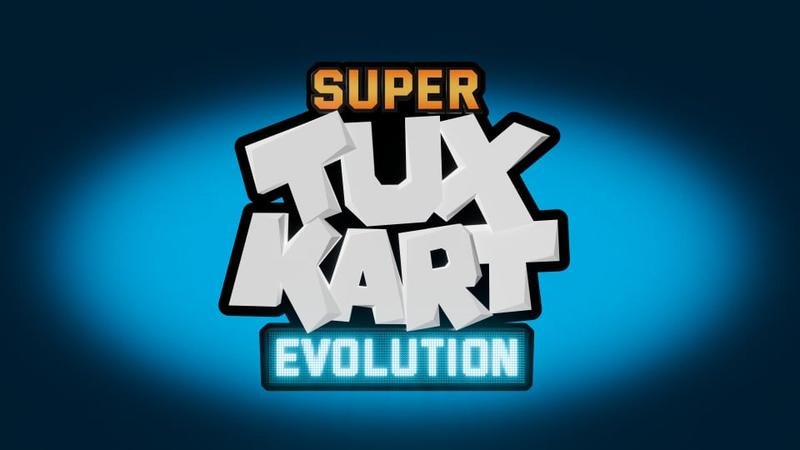 SuperTuxKart Evolution logo (June 2026) The new SuperTuxKart Evolution logo on a blue gradient background.