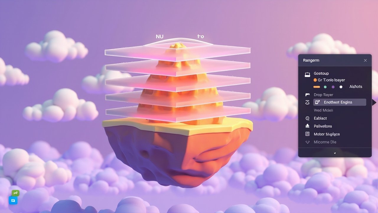Non-destructive layers AI-generated illustration of layered effects with translucent planes