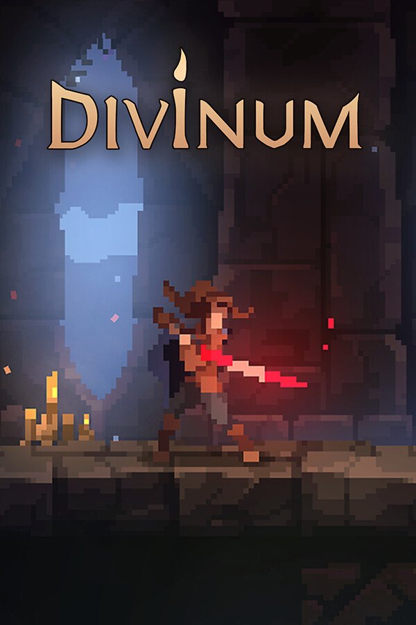 Divinum vertical capsule art with character silhouette and game logo