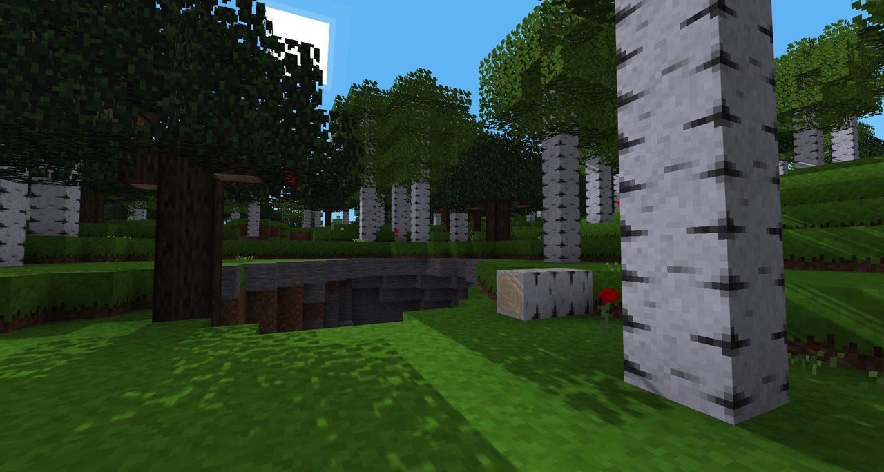 Luanti 5.17 中运行的默认 Minetest Game — 经典体素沙盒,树木、水面与玩家角色。