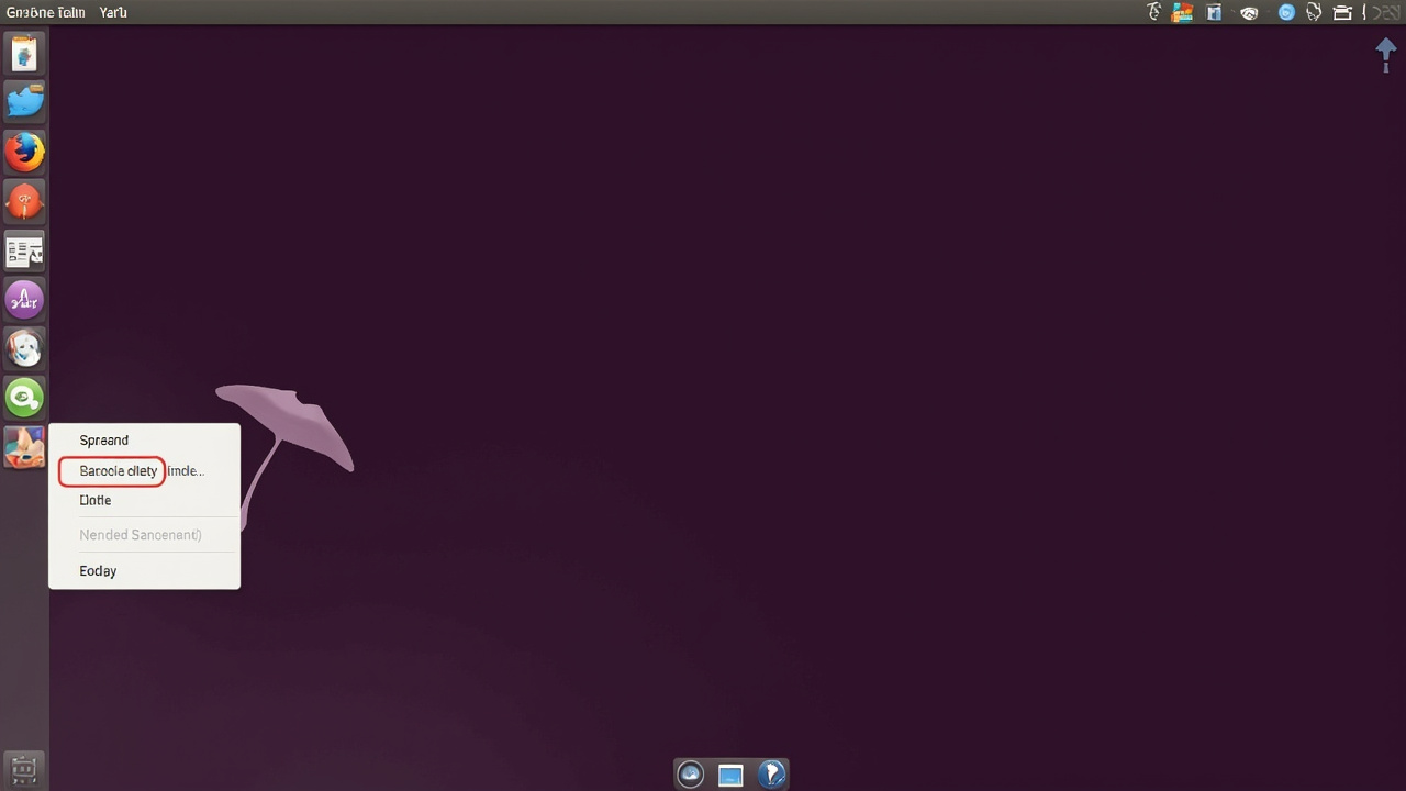 AI 生成的 Ubuntu 26.10 + GNOME 51 桌面插图 — 非官方截图。Yaru 紫色主题,左侧 Dock,中央 Nautilus 显示「新建文档」右键菜单