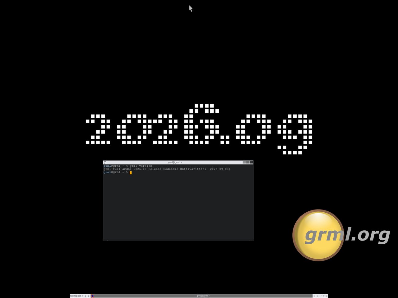 Grml 2026.09 在 X 上运行 fluxbox 窗口管理器的桌面