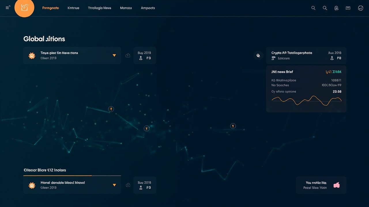 Watchtower at a glance AI-generated illustration of a terminal intelligence dashboard with four panels showing global news, crypto tickers, weather, and an AI news brief.