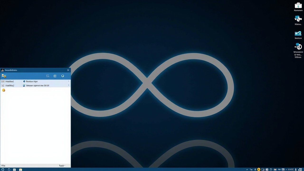 MX Linux 25.3 Infinity — desktop overview AI 生成的 MX Linux 25.3 Xfce 桌面插图 — 非官方 MX Linux 截图