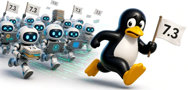 Linux 7.3 Phoronix 的 Linux kernel 7.3 发布图示,凸显 AI/LLM 辅助开发和 4100 万行代码里程碑