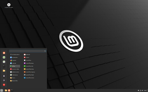 The default Linux Mint / Cinnamon 6.6 desktop Cinnamon 默认桌面截图,底栏与窗口列表,来自 linuxmint.com(真实截图)