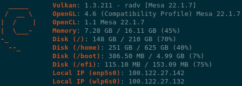 Custom logo support Screenshot demonstrating a custom image logo loaded into fastfetch output