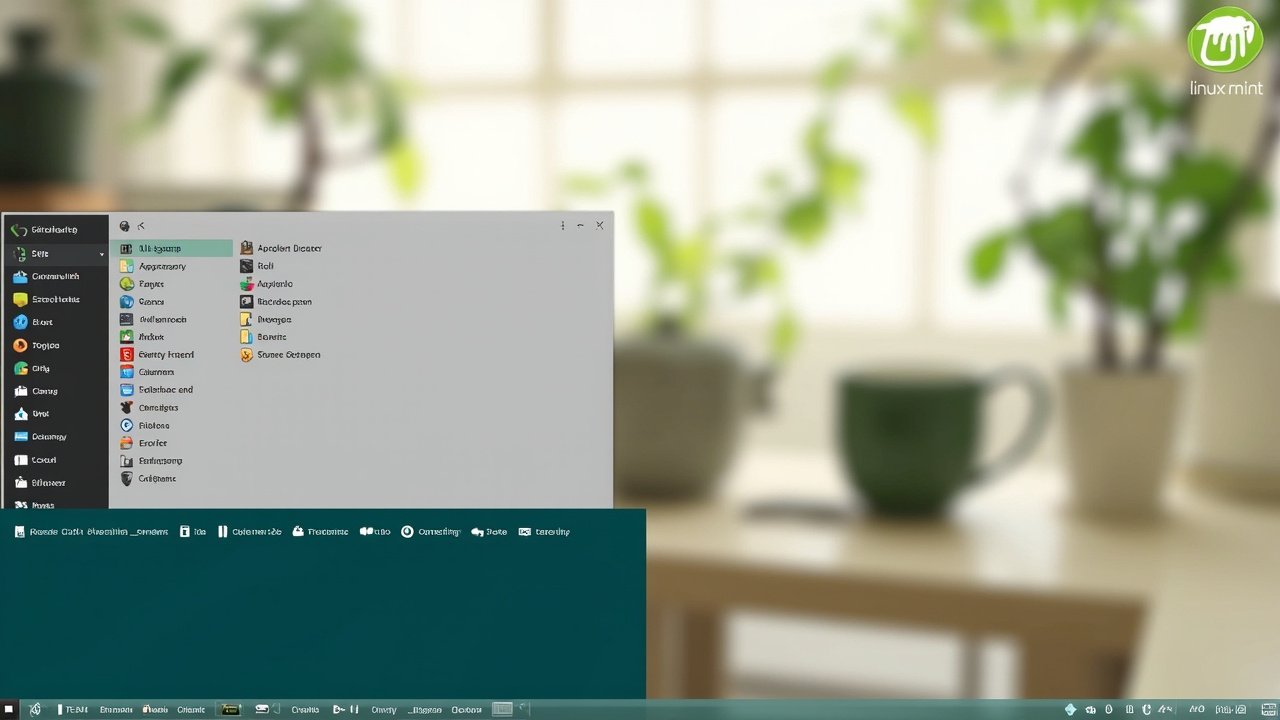 Hero mock of the new Cinnamon screenshot tool AI 生成插图:Linux 桌面、Cinnamon 风格底部面板、以及悬浮的截图工具菜单