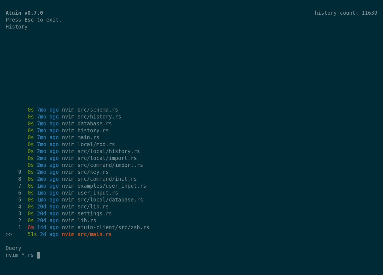 Built-in stats show what you actually do in your shell Atuin 统计面板,汇总最常用命令、独立目录数和历史总条数